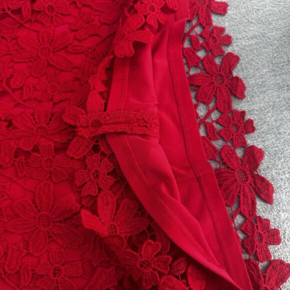 LAUREN RALPH LAUREN - Women's Red Embroidered Guipure Sheath Dress Size 4P - Picture 13 of 13